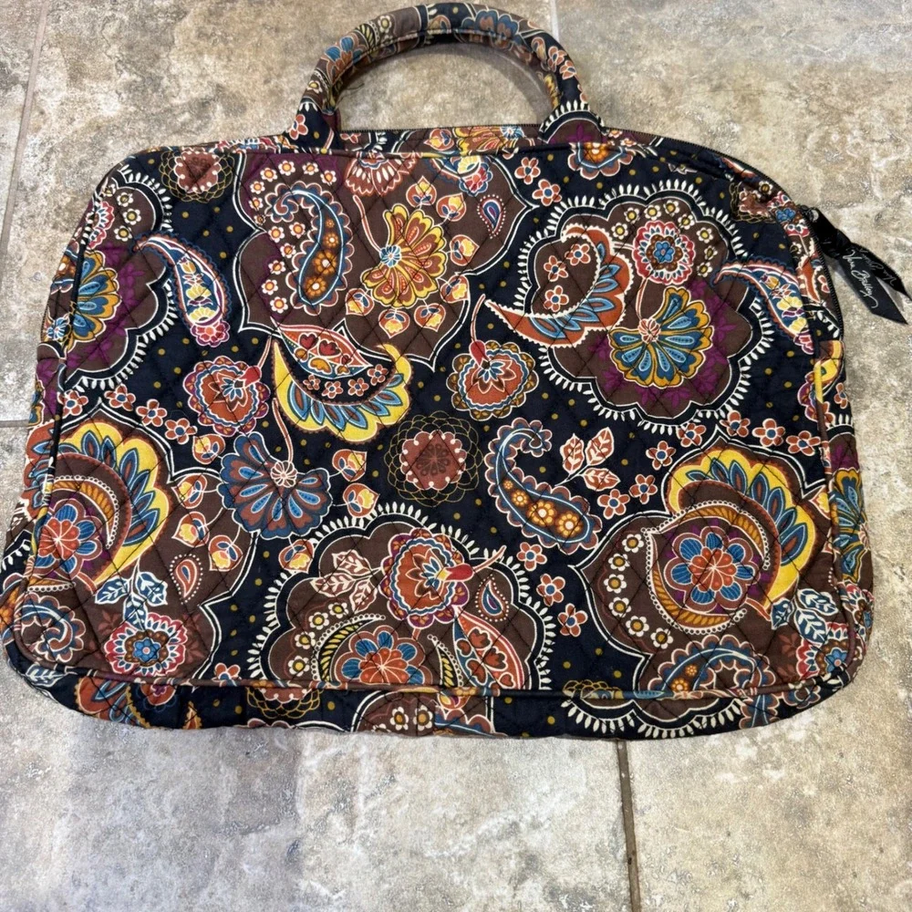 Vera Bradley Quilted Tote Bag Retired Paisley Pattern Cotton Zip Top Work Travel